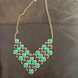 Gold/purple/green statement necklace